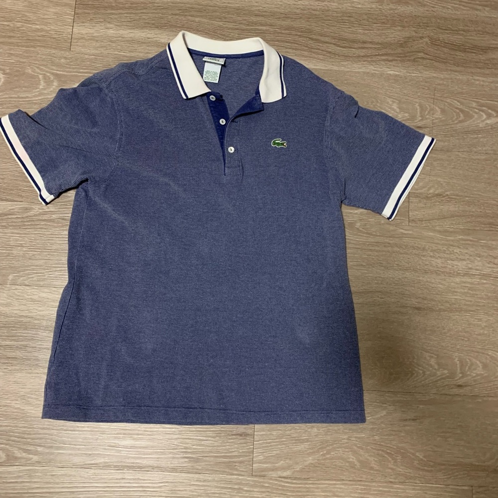 Lacoste Men's Navy Polo with White Contrast Collar (made in France)